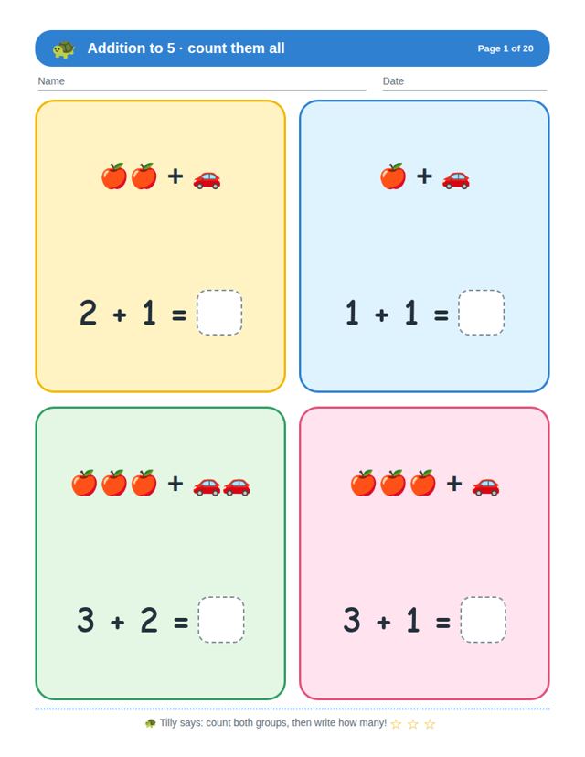 Addition to 5 sample page