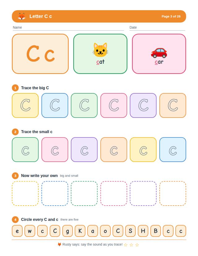 Alphabet Tracing: sample page 3