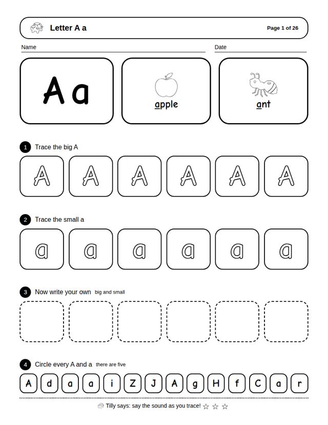 Alphabet Tracing: sample page 4