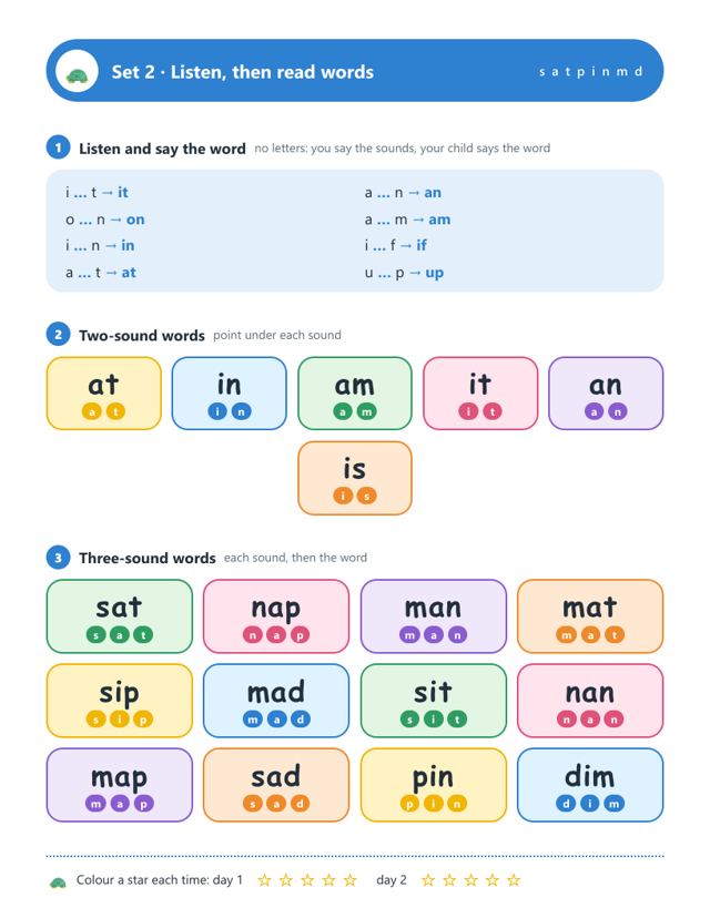 Free Decodable Reading Sampler sample page